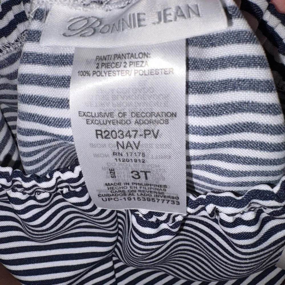 Bonnie Jean Navy and White Sailor Stripe Matching Set - Picture 5 of 10